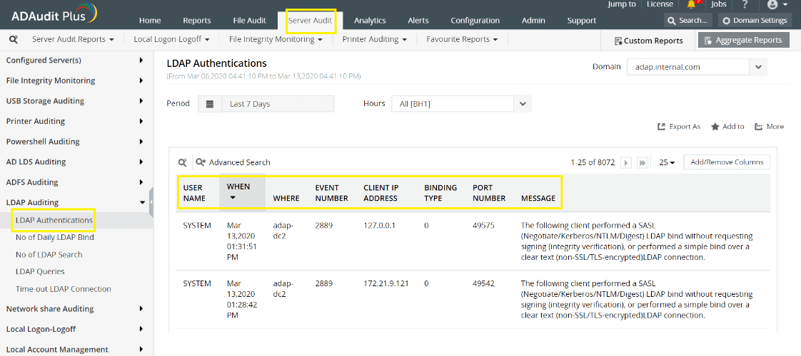 ManageEngine AdAudit LDAP Authentication